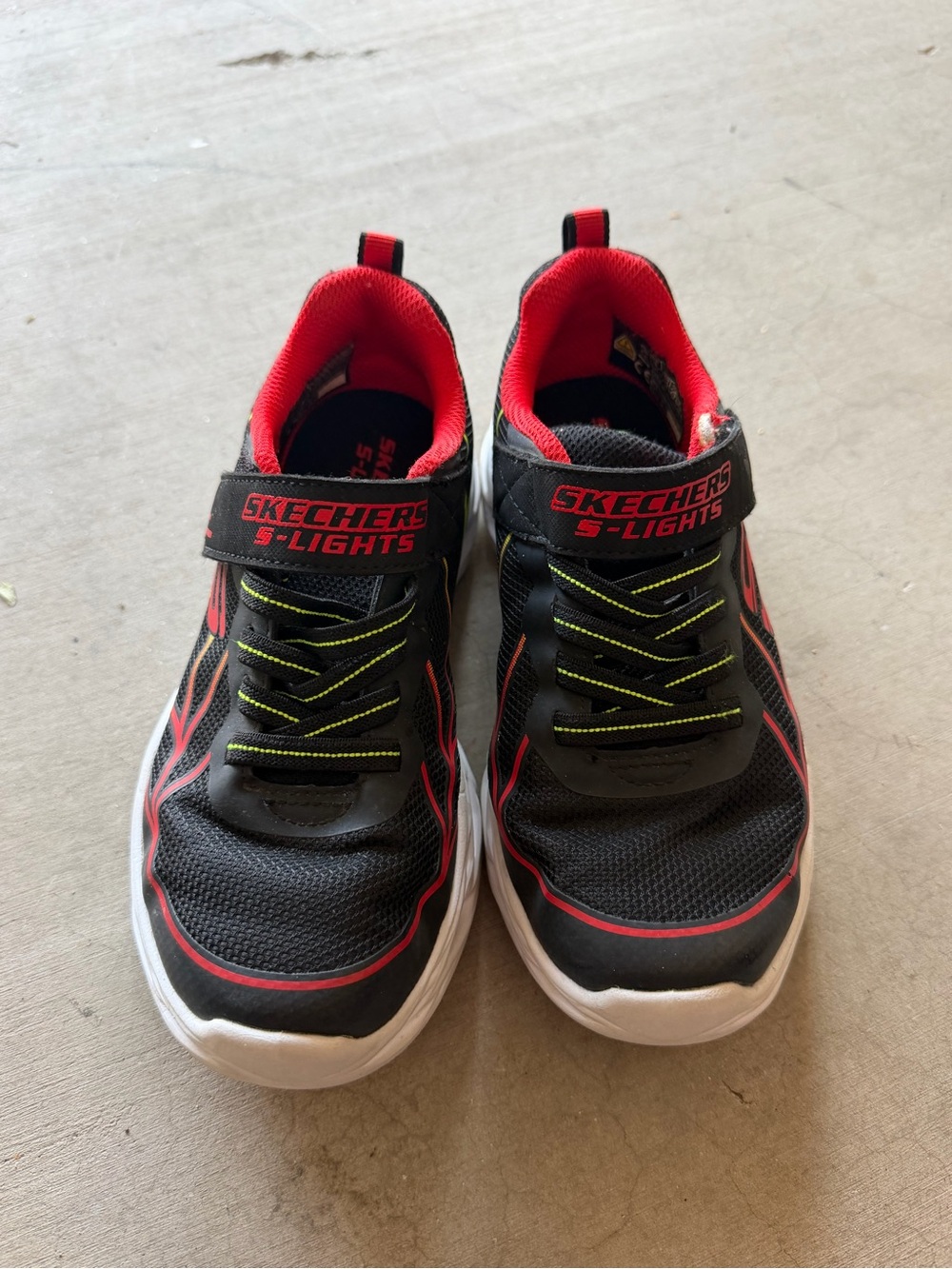 Skechers Kids S-Lights Light-Up Sneakers - Black / Red / Lime